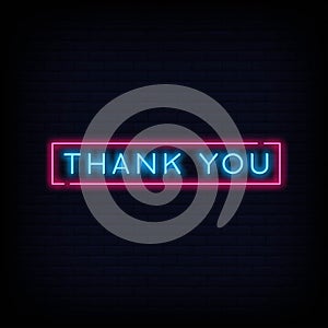 Thank You Neon Signs Style Text vector photo