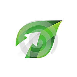 Leaf Arrow Nature Logo Design Graphic Vector.