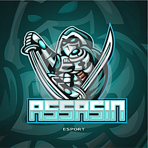 Ninja assassin mascot esport logo design.