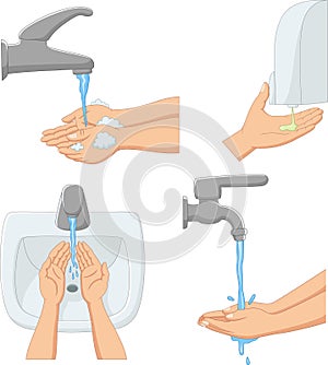 Washing hand hand and hand sanitizing illustration