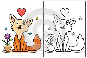 Cute wolf coloring page vector