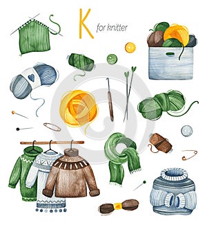 Knitter for K letter. photo