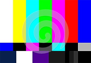 TV colour bars test card screen. SMPTE Television Color Test Calibration Bars. Test card. SMPTE color bars. Graphic for footage vi photo