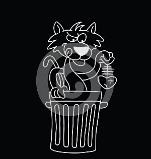 Cartoon cat scavenging