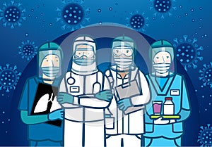 Medical frontliner with the background of covid-19 virus.