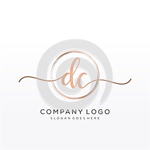 DC Initial handwriting logo with circle