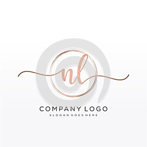 NL Initial handwriting logo with circle photo