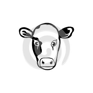 cow head portrait Silhouette of farm animal