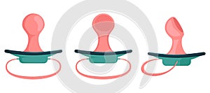 Set dummies. Baby Soothers. Pacifier for the baby. Vector illustration.