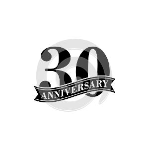 30 Years Anniversary Vector Logo Design Template. 30th Birthday Celebration.