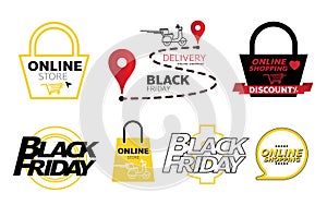 Blackfriday onlineshop promotion tag design for marketing sale photo