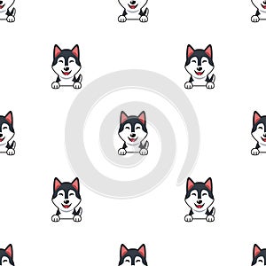 Cartoon character siberian husky dog seamless pattern background
