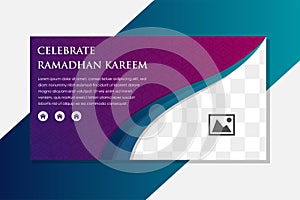 Muslim abstract greeting banner. Islamic vector illustration at mosque. purple color background