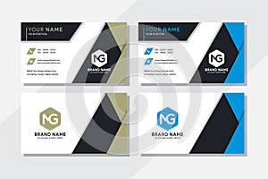 Corporate business card graphic design blue and gold