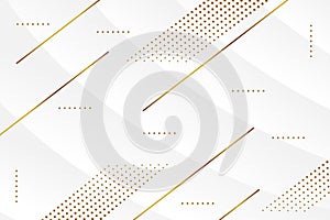 Futuristic abstract metal gold gradient dot line vector with Memphis on white background,