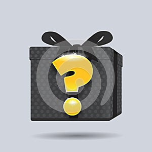 Mystery gift silhouette with glowing question mark vector illustration photo