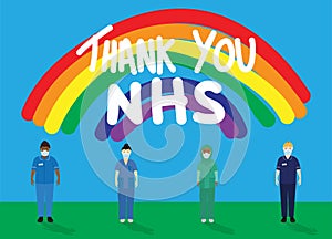 Thank you NHS rainbow vector with NHS worker characters photo