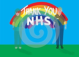 Thank you NHS rainbow vector with nurse characters photo