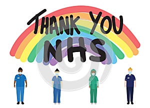 Thank you NHS rainbow vector with nurse characters photo