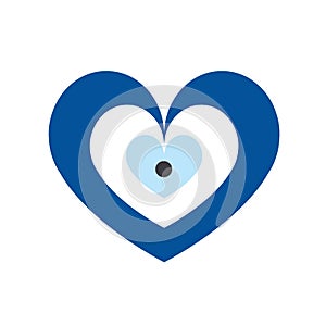 Blue evil eye vector in heart shape