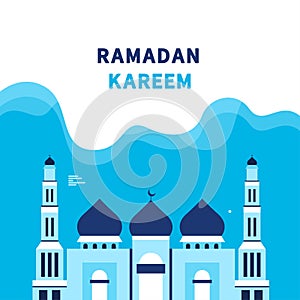 Simple mosque illustration with the theme of Ramadan