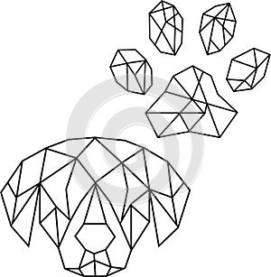 Print Vector abstract polygonal geometric paw print, dog head