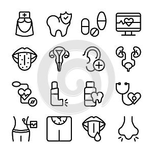 Diseases, Heart Attack Icons Set