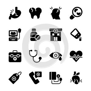 Diseases, Diabetes, Heart Attack Icons Pack