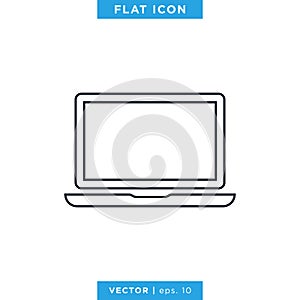Laptop Icon Vector Logo Design Template. Editable stroke.