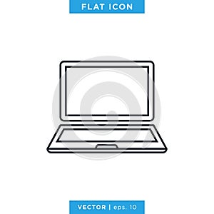 Laptop Icon Vector Logo Design Template. Editable stroke.