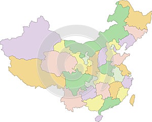 China - Highly detailed editable political map.