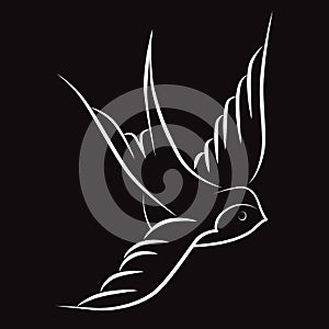 Print Swallow bird, fly, vector illustration