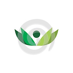 Green nature leaf people halthy life style logo design