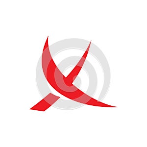 Red letter x font art shape color logo design photo