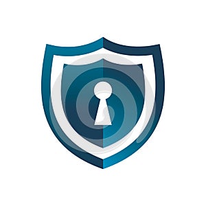 Blue secure shield safety lock logo design