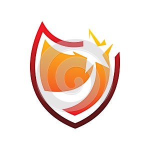 Red rising star secure shield logo design photo