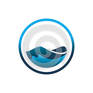 Circle full color line blue water ocean wave fluid logo deign photo