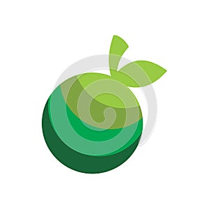 Green nauture leaf fruit apple logo design