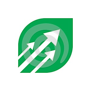 Green leaf arrow group logo design
