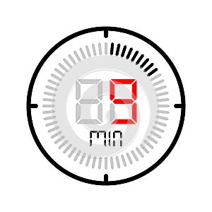 The 9 minute icon isolated on white background.