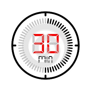 The 30 minute icon isolated on white background.