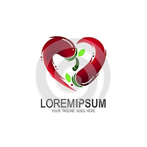Chili logo with love design vector, Spicy  icon template