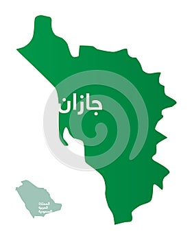 Simplified map of the district/ region of Jizan in KSA photo