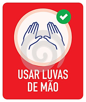 Usar Luvas De MÃÂ£o `Wear Hand Gloves` in Portuguese icon. photo