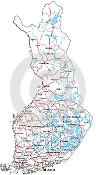 Finland road and highway map.