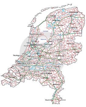 Netherlands road and highway map.