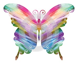 Beautiful butterfly colored with blended bright soft toned colors with diagonal pattern