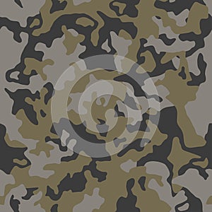 Camouflage pattern, seamless background. Classic military clothing style. Forest masking military camo. Vector