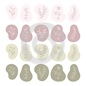 Pink and green floral elements.