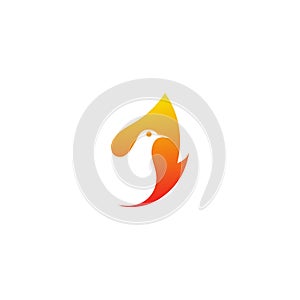 Dove bird with fire nature logo template